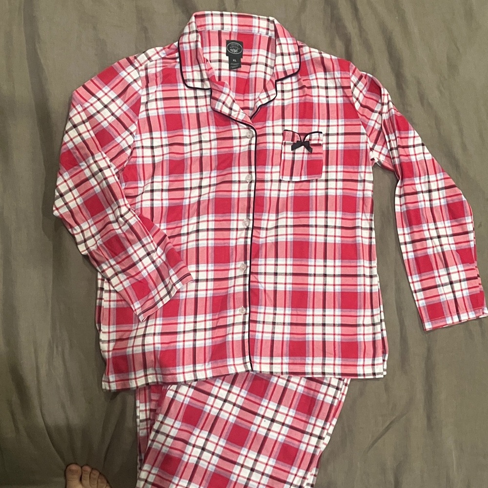 Laura Ashley Red and White Plaid Pajama set